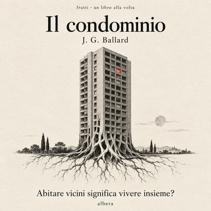 Illustrazione di Albera: un grattacielo le cui fondamenta diventano radici